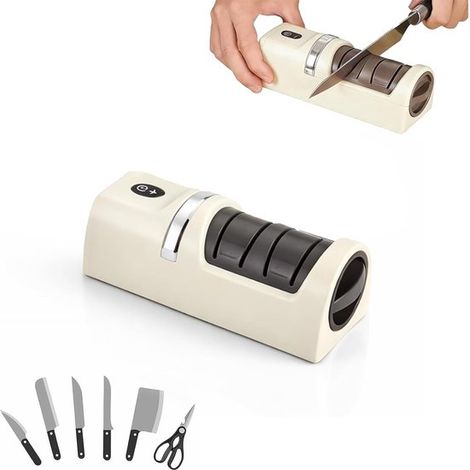 Wiederaufladbarer elektrischer Messerschärfer mit 2-stufigem Diamantschleifmittel tragbarer elektrischer Messerschärfer für den Heimgebrauch für (1/5)