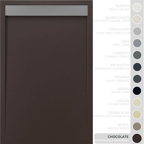 SOULBATH Piatto doccia- Resina -Gel Coat -Texture liscia/pietra -Antiscivolo -Colore Cioccolato - 100X70- Extra piatto 3cm. Griglia Inox (1/5)