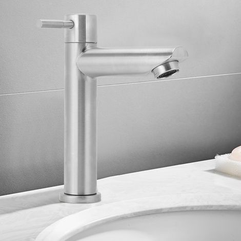 G1/2-Zoll-Edelstahl-Waschtischarmatur, Einzel-Kaltwasserhahn für Bad und Küche (1/5)