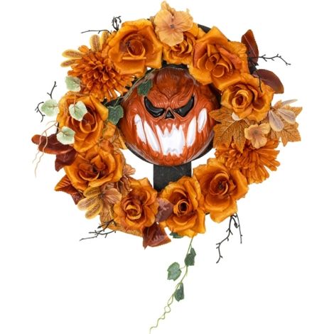 Halloween-Kunststoff-Girlande mit gruseligem Kürbis-, Herbstlaub-Motiv und Lichteffekten