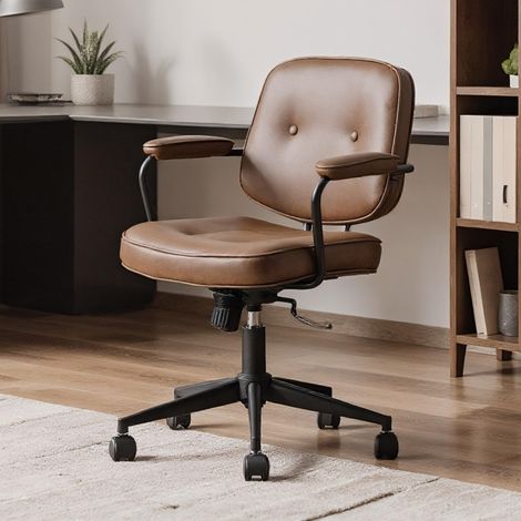 Wahson Office Chair in PU Leather Swivel Computer Chair Height Adjustable Modern Ergonomic Desk Chair for Home Office, Brown (1/5)