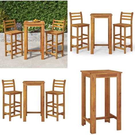 Set da Bar da Giardino 3 pz in Legno Massello di Acacia - Bar in acacia - Bar da giardino