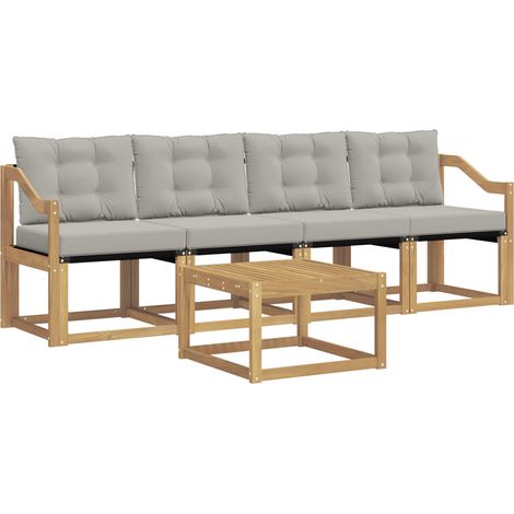 Set di divani da esterno 5 pz Bianco e Grigio Chiaro vidaXL (1/5)