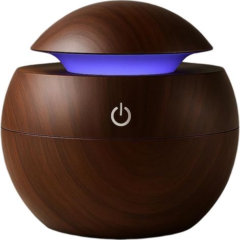 Cet humidificateur d'aromathérapie est doté d'un anneau lumineux LED, d'un design imitation bois, d'une alimentation USB et convient à la diffusion d'huiles essentielles et d'eau par brumisation. (1/5)