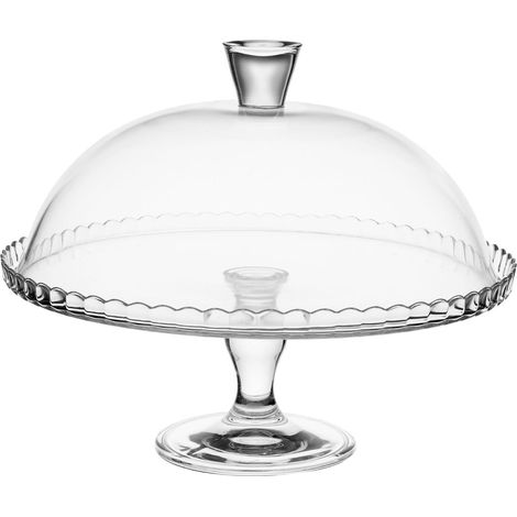 Présentoir à gâteau sur pied 32 cm – Cloche en verre transparent – Accessoire de décoration pâtisserie – Compatible lave-vaisselle – Secret De Gourmet