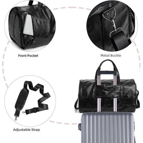 Sac de voyage imperméable en similicuir avec bandoulière, idéal pour le transport vêtements. (1/5)