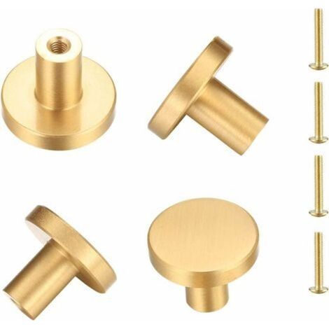 Poignee de Porte Laiton Massif Rond, Poignée de Meuble, Poignée Boutons de Tirage Tiroir Armoire Placards Commode Cuisine, Monotrou Poignée Doree - 4 Pièces( 33mm20mm) (1/3)