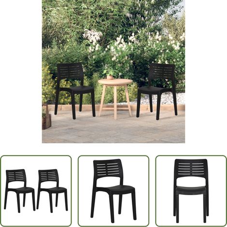 Terrassenstühle - Gartenstühle 2 Stk. Anthrazit Polypropylen (1/5)