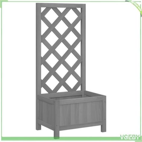 Jardinière avec treillis - FAFEICY - 365475 - Bois massif de sapin - Noir - 40x30x90 cm (1/5)
