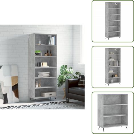 The Living Store Highboard Betongrau 69,5x32,5x180 cm Holzwerkstoff - Holzwerkstoff (1/5)