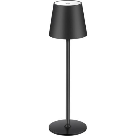 Lampe de bureau sans fil noire 10 x 10 x 38 cm, 1 LED, rechargeable, tactile, idéale pour les restaurants, les chambres et les bars. (1/5)