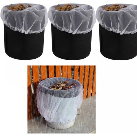 Set of 3 adjustable rain barrel nets with drawstring, leaf-proof – Diameter 95 cm, white (1/5)