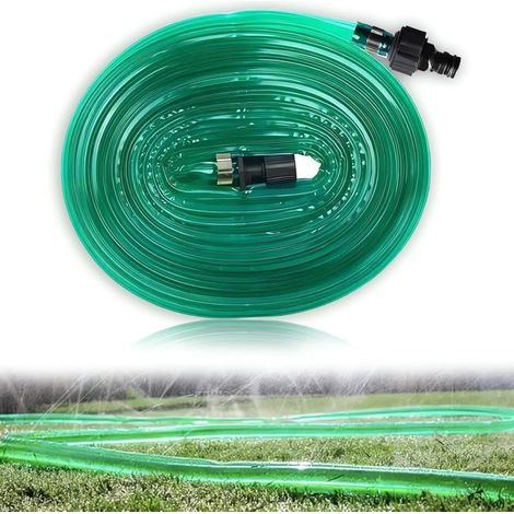 Tuyau d'arrosage plat perforé en PVC, tuyau d'arrosage extérieur, tuyau d'irrigation par refroidissement par pulvérisation-15 m (1/5)