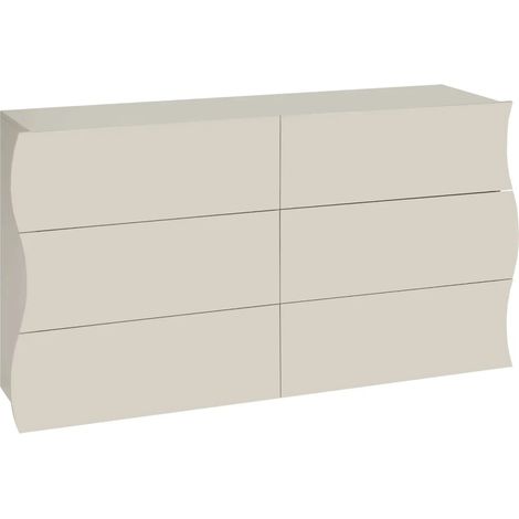 Cassettiera Madia 6 Cassetti 150 cm Legno Beige Cachemire Soggiorno (1/5)