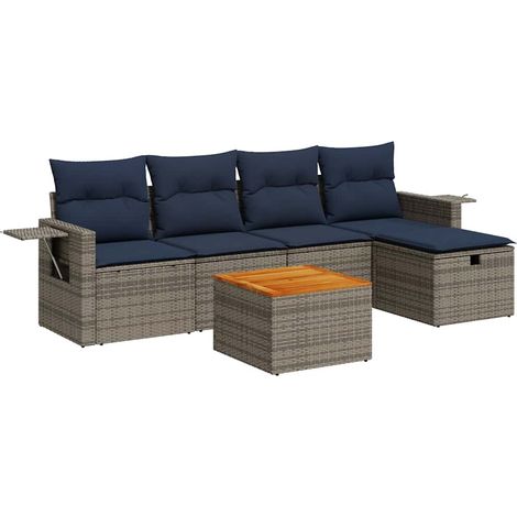 Maison Exclusive - 6-tlg. Garten-Sofagarnitur mit Kissen Grau Pol
