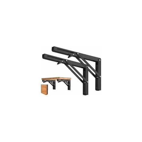 Lot de 2 Equerre Etagere Pliante 300mm, Equerre Rabattable Murale, Support Console Pliable 50KG Porteur，equerre pliable pour Garage, Bureau, Chambre, Tablette Murale - Crezuo