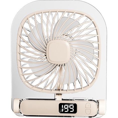 Ventilateur de table rechargeable USB avec affichage numérique, mini ventilateur ultra-silencieux à vitesse réglable, pour bureau, chambre et étudiant (1/5)