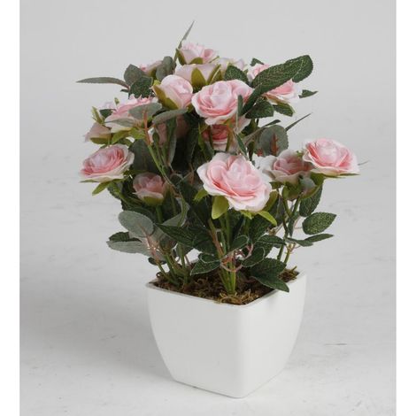 12x Künstliche Rose Topf Kunstpflanze Blumen Innendekoration Wohnzimmer Hochzeit (1/3)