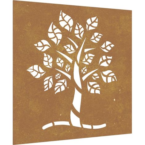 Décoration murale jardin 55x55 cm acier corten design d'arbre CFW126076 (1/5)