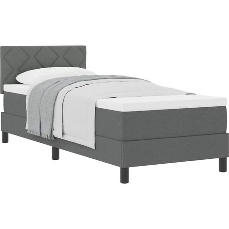 Box Spring Bed with Headboard Dark Grey 80 x 200 cm Fabric vidaXL