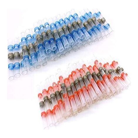 50 PCS Joint de Soudure Connecteur de Fil, Thermorétractables Souder Bout à Bout Seal Connecteurs Electriques Isolés Etanche Marine Marine Automobile