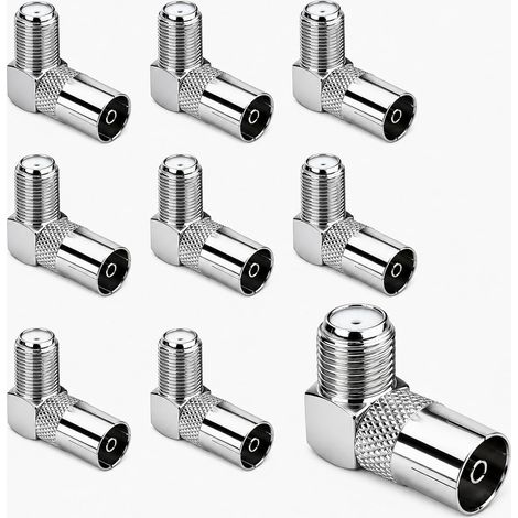 Connecteurs Femelle/Femelle de Type F à 90 Degrés, Adaptateur Antenne TV Coaxial RF, Angle Droit pour Satellite, Radio, Décodeur, Prise Murale et Installation Gain de Place (1/5)