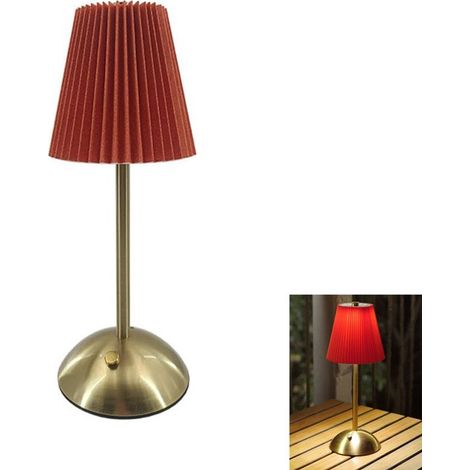 Lampada da scrivania a LED, lampada da scrivania in tessuto e metallo, lampada da scrivania a forma di paralume, lampada da comodino, porta USB, batteria integrata, 3 LED (1/5)