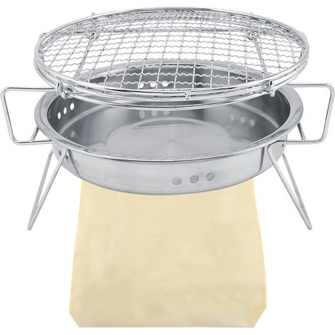 Grill Barbecue rond pliable en acier inoxydable, mini poêle portable pour camping extérieur et terrasse (1/5)