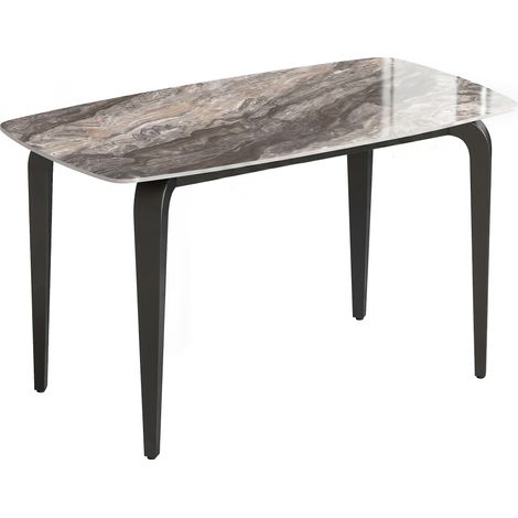 Tavolo da Pranzo per 4 Persone 130x70x75 cm con Piano in Pietra Sinterizzata Marrone e Nero (1/5)