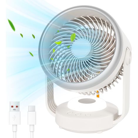 Ventilateur ultra-silencieux, batterie 5400 mAh, adapté à une utilisation au bureau, 4 vitesses de ventilation, angle réglable. (1/5)