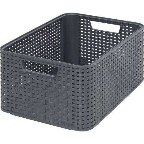 Estilo Rattan Curver Apariencia 205 846 Caja de Almacenamiento Talla M Antracita Polipropileno 38,6 x 28,7 x 17 cm (1/3)