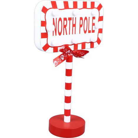 Weihnachtsdekoration „Stop Here“, Metall und Massivholz, filigraner LED-Weihnachtsmann für den Weihnachtsbaum, rechteckiges Design 15,8 x 8 x 28,5 cm (1/5)