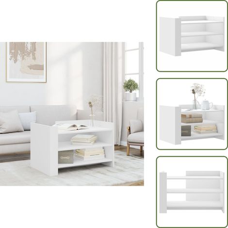 Table basse blanc 80x50x50 cm bois d'ingénierie - Table Basse Blanche - Meuble Salon - Table D'appoint - Design Moderne - Rangement Pratique (1/5)