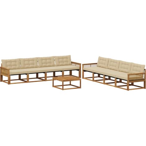 Outdoor Sofa Set with Cushion 9 pcs Natural and Beige vidaXL (1/5)