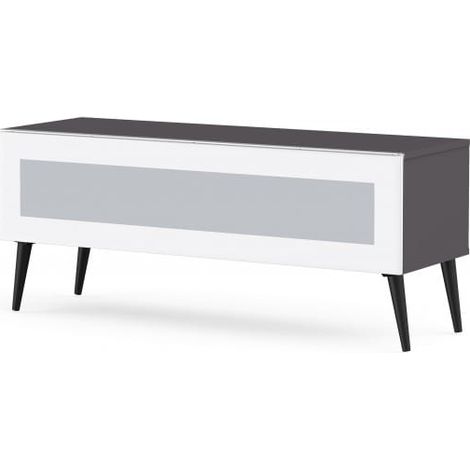 Meuble TV verre infrarouge blanc et mélaminé gris Malmo 120cm (1/5)