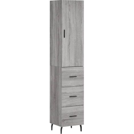 Buffet bahut commode armoire meuble de rangement organisateur cuisine salle de séjour salon haut sonoma 34,5 x 34 x 180 cm bois d'ingénierie gris
