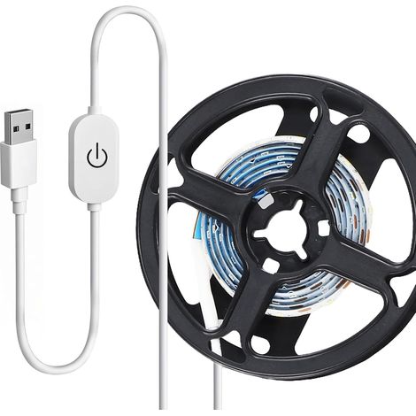 Bande LED 1M Dimmable USB, Lumière Blanche Chaude 3000K, Ruban LED Étanche avec Interrupteur Tactile, pour Éclairage de Fond TV, Sous-Meuble, Bureau, Décoration Intérieure (1/5)