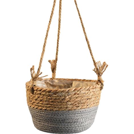 Panier suspendu en corde pour pots de fleurs, panier à plantes tressé en corde de coton, support de rangement pour plantes, décoration intérieure (1/5)