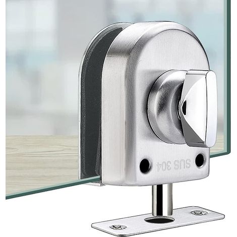 Verrou de porte en verre en acier inoxydable, verrou de sol pour portes vitrées de salle de bain et toilettes.-AquaForge (1/2)