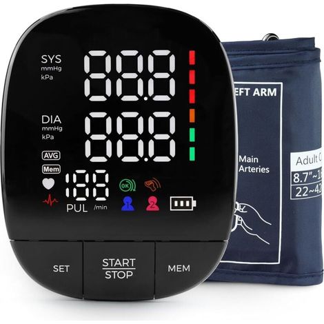 Tensiomètre électronique au bras, affiche la fréquence cardiaque, facile à utiliser avec une seule touche, double mémoire utilisateur, enregistre 2 x 120 lectures, léger, très portable XXW (1/4)