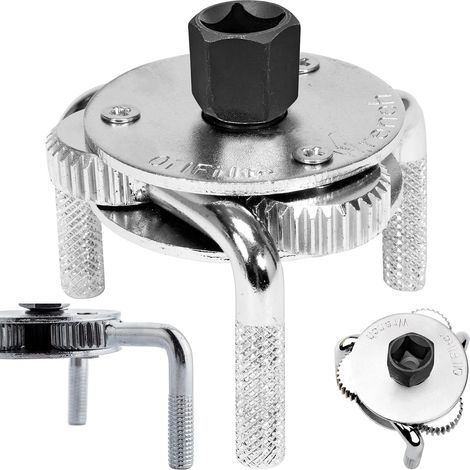 Universeller 3-armiger Ölfilterschlüssel (Spinnenschlüssel) – Für Filter mit 69 bis 130 mm Durchmesser – Werkzeug für Pkw und Lkw – Schwarz (1/4)