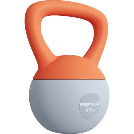 8KG Soft Kettlebell-Kettlebell with Non-Slip Handle for Home Gym-Weight Lifting-Strength Training-Orange/Grey (1/5)