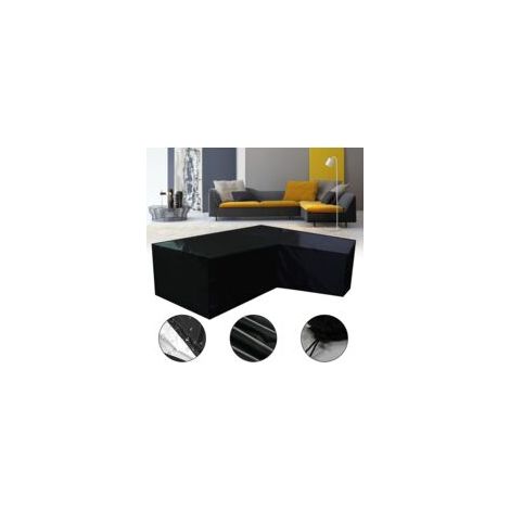 LAN Housse de Protection imperméable et Coupe-Vent en Forme de V en Tissu Oxford 210D très résistant pour canapé d'angle en rotin avec Bande imperméable 270 x 270 x 90 cm, (1/5)