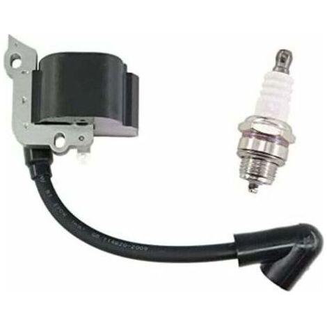 Bobine d'allumage avec bougie pour tondeuses Stihl FS38, FS46, FS45, FS55, FC55, FC55Z, FC55-DZ, HL45, HL45Z, HL45-DZ, HS45, HS45Z, KM55, KM55RZ, KM55C, KM55R, remplace (1/5)