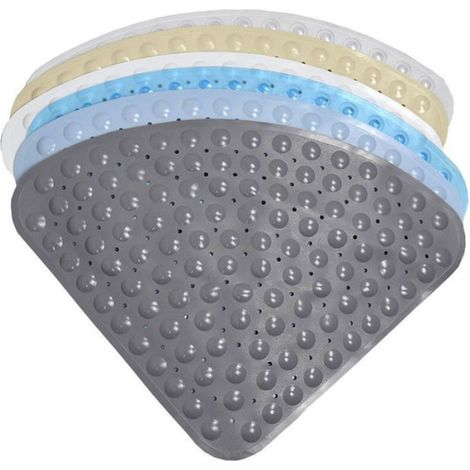 Tapis De Douche - Quart De Cercle - Antidérapant Et Antibactérien En Pvc - Pour Salle De Bain - 54 X 54 Cm (1/5)
