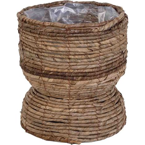 Macetero de hoja de banana natural marrón, D26x18,5h cm (1/5)
