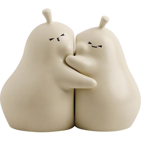 Serre-livres céramique CuddlePear Vanille Ice Paire de pears embrassées décoratives pour bibliothèque ou chambre d'enfant (1/5)