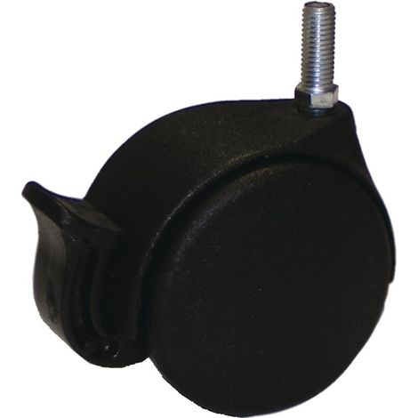 Roulette double galet noire diamètre 50mm tige M10 à frein AVL 595526A