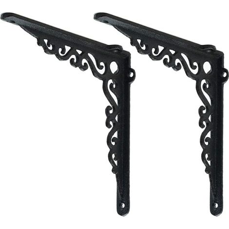 Lot de 2 supports d'étagère robustes en fonte, angle de 90° - Résistants à la rouille - Lot de 2 supports muraux et de 18 cm (7 pouces) (1/5)