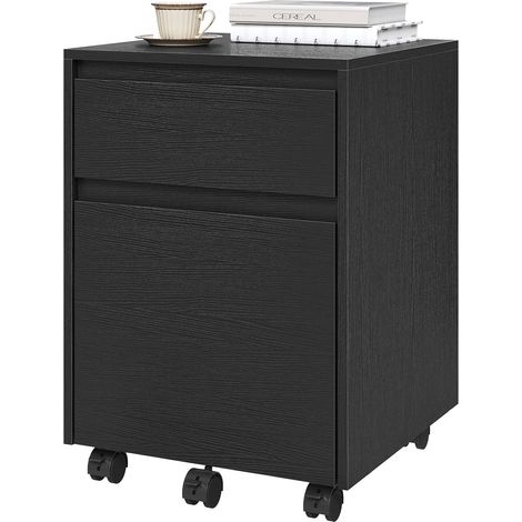 WOLTU Caisson de Bureau avec 2 Tiroirs, Armoire à Dossiers sur roulettes, Meuble de Rangement, en Bois d'ingénieur PB, 40x40x56cm, Noir (1/5)